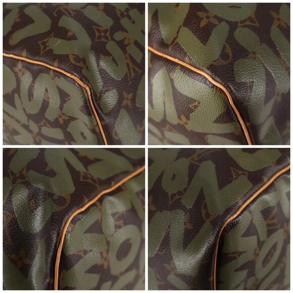LOUIS VUITTON Monogram Graffiti Keepall 50 Boston Bag Khaki M92196 Auth 129961V - Picture 14 of 16